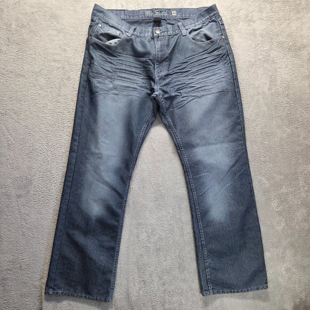 Old Skool Jeans Mens 40X32 Blue Bootcut Mid Rise Dark Wash Y2K Hip Hop Denim